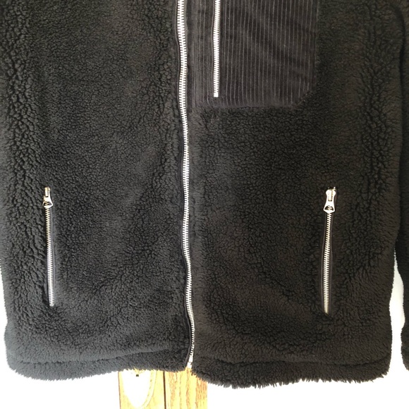 Top Man Black Teddy Fleece Jacket - Picture 7 of 14